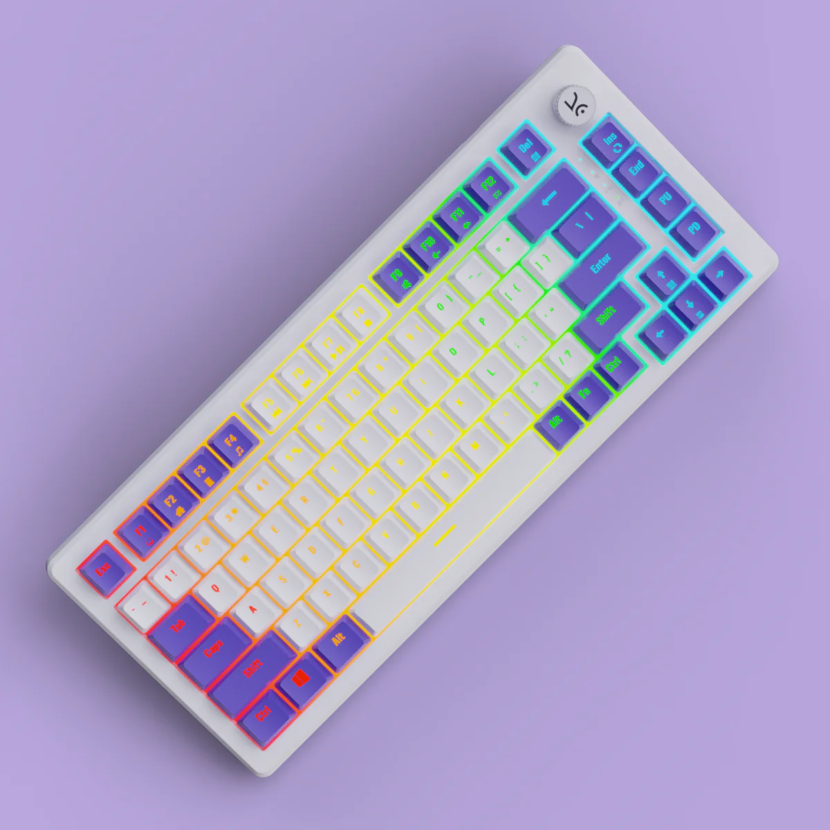 Hive75 White-Purple Wired Gaming Keyboard - Image 6