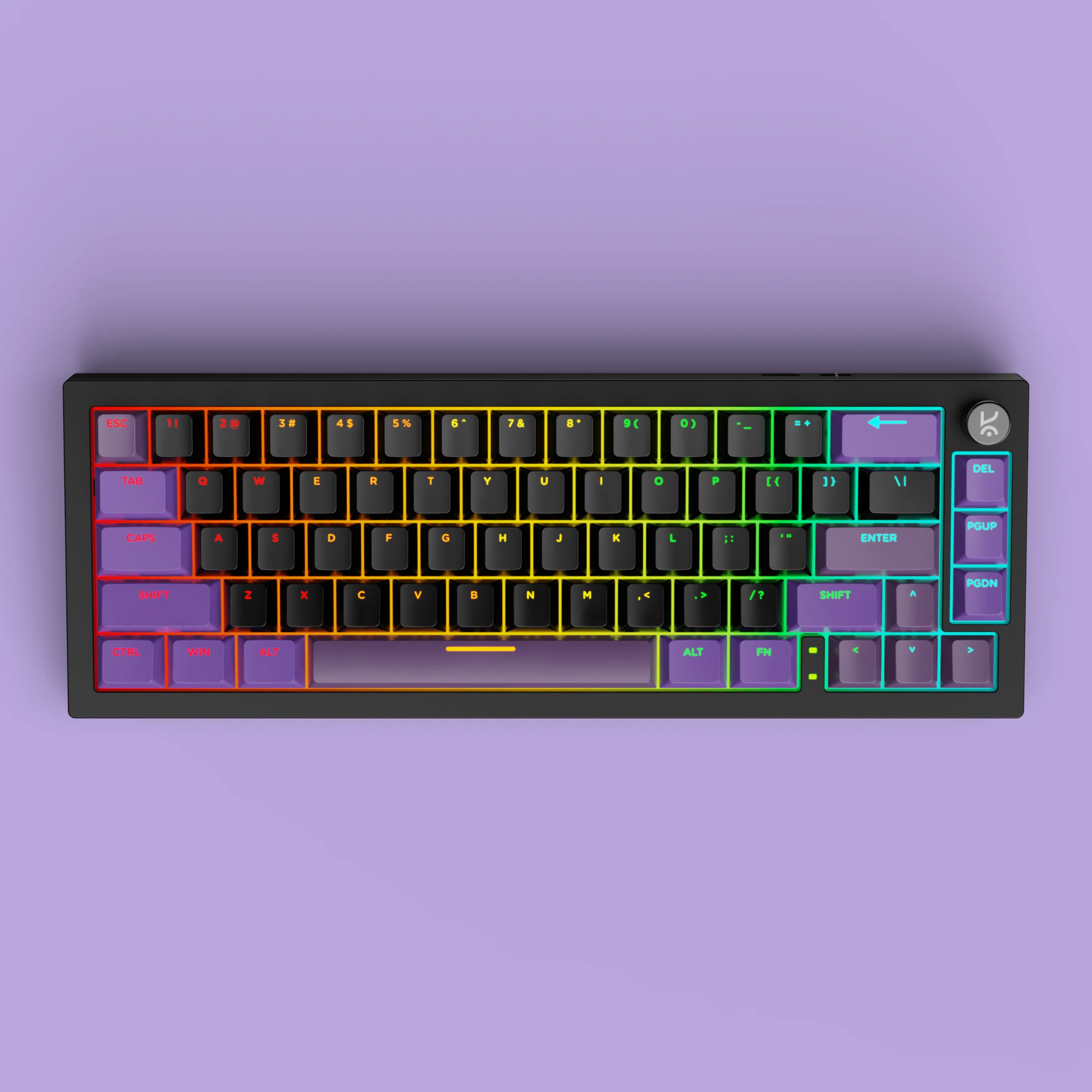 Swarm65 Black Purple Wireless Mechanical Gaming Keyboard - Image 4